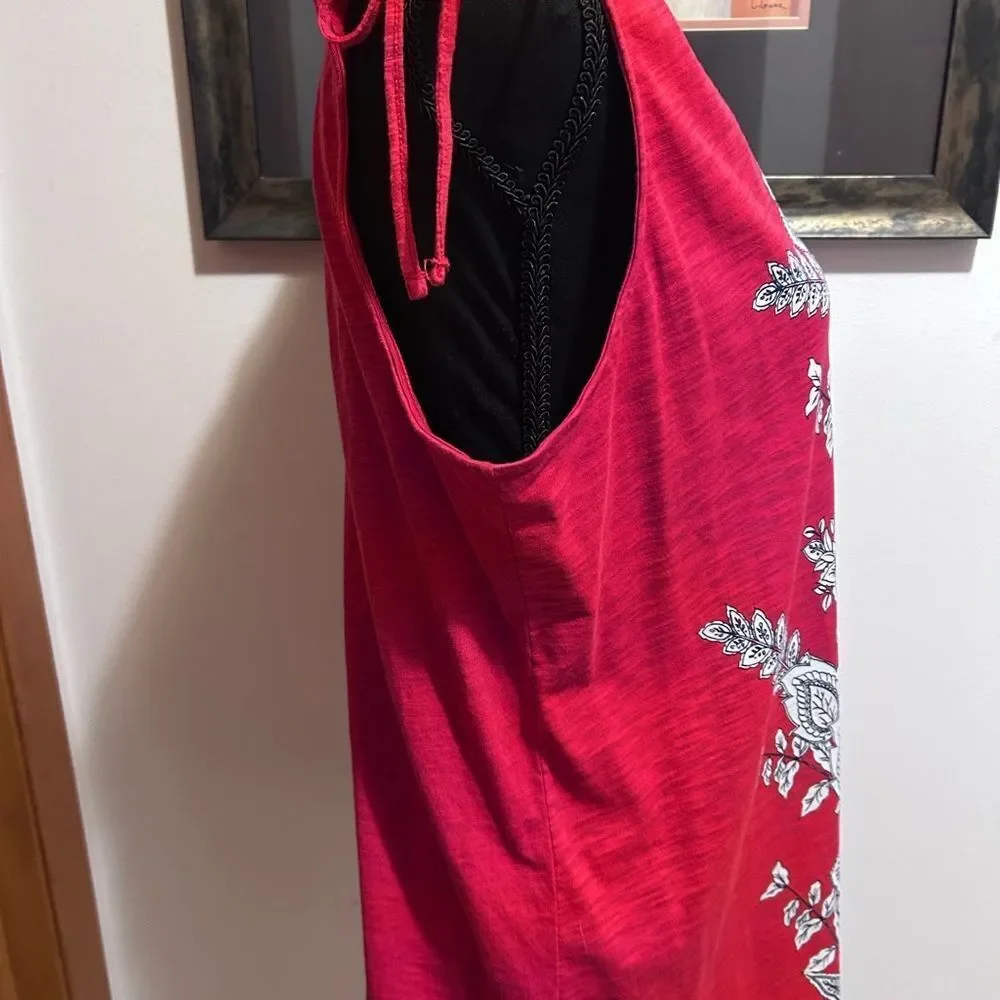 Liz Claiborne Red Floral V-Neck Sleeveless Tie Shoulders Tank Top NEW - Picture 7 of 14